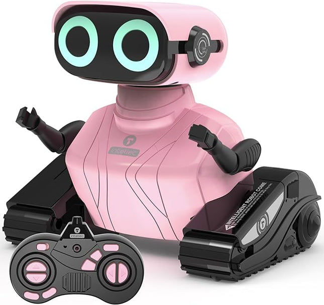 GILOBABY Remote Control Robot Toy for Kids 3-5 Years, Flashing LED Eyes, Dancing and Flexible Moves, Auto Demo Mode, Gift for Girls (Pink)