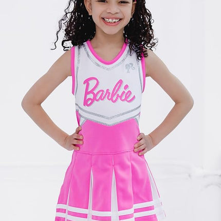 Barbie Girls Cheerleader Dress and Bow Outfit Set Toddler to Big Kid Sizes (2T - 14-16)