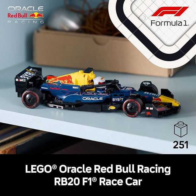 LEGO Speed Champions Oracle Red Bull Racing RB20 F1 Race Car Model Kits - Building Set for Adults, Ages 18+ with Realistic Features - Red Bull DIY Crafts for Display - Gift Idea for F1 Fans - 77243