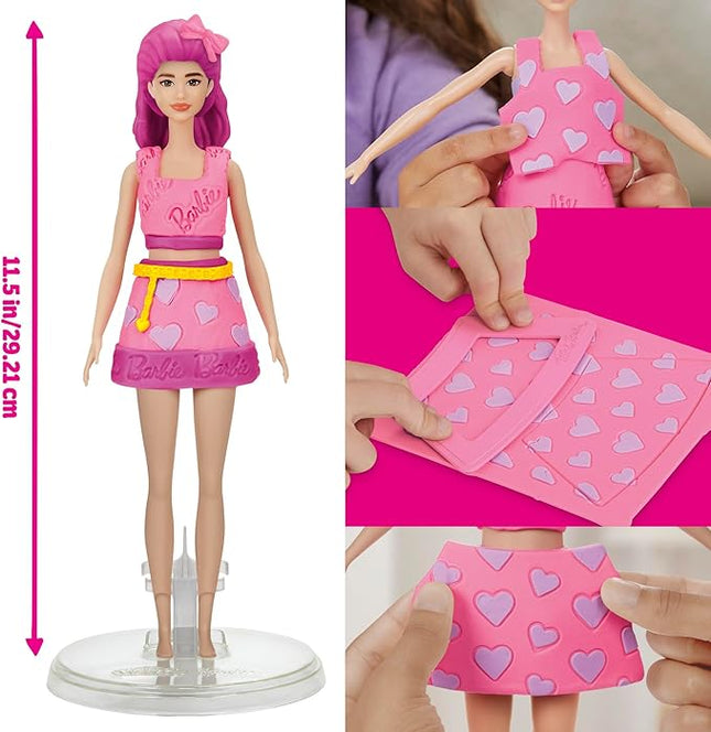 Play-Doh Barbie Hearts and Hair Set, Make Doll Clothes with Modeling Compound & 10 Fashion Accessories, Arts & Crafts for Girls & Boys 5+