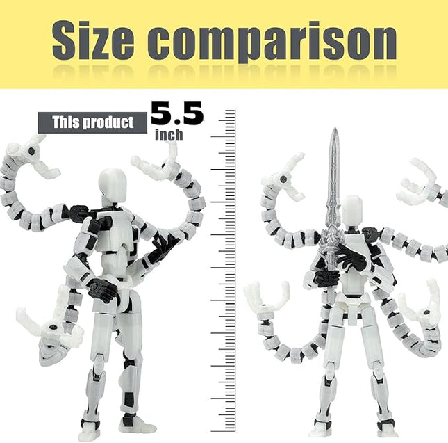 Assembly Completed T13 Action Figure 3D Printed Multi-Jointed Movable T 13 Lucky 13 Dummy 13 Nova 13 Robot 13 Action Figure Desktop Decorations for Game Lovers (Night Light, 5.5 Inch)