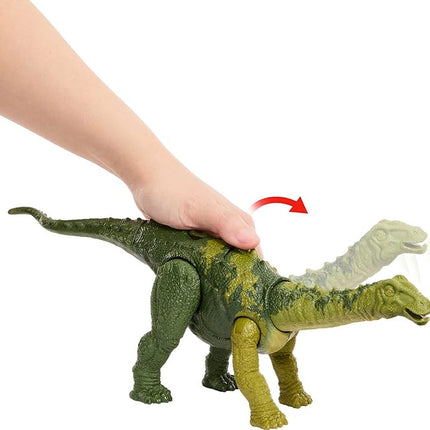 Mattel Jurassic World Wild Roar Dinosaur Toy with Sound & Attack Move, Nigersaurus Posable Action Figure Includes Digital Play, 11 inches Long