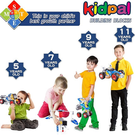 Erector Set for Boys 6-12, Building Toys for Kids Ages 4-8, 5 in 1 STEM Toys Ages 4-7 with Electric Power Motor, Construction Toys for Age 5 7 8 9 Years Old, 113 PCS DIY