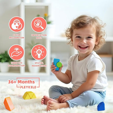 Big Multi-Shape Magnetic Building Blocks, 1.65 Inches Magnetic Toy Set for Toddlers, 8 Colors Montessori Sensory Construction Kit for Boys and Girls 3 4 5 6 Years Old (22PCS)