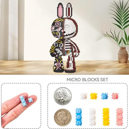 DAHONPA Graffiti Skeleton Rabbit Micro Building Blocks Set (8000PCS), Animal Creative Home & Office Decor, Gift for Adults and Kids