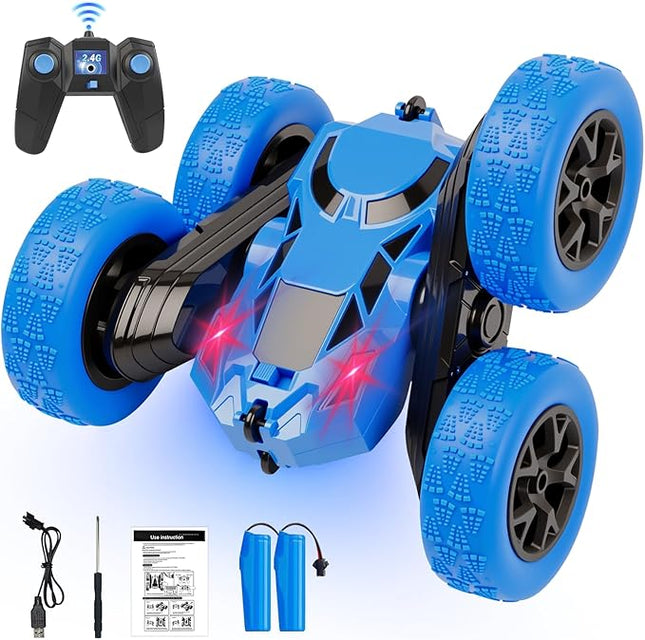 Remote Control Car, RC Cars Toys for Kids Ages 6-12, 2.4GHz RC Stunt Truck with 360° Double-Sided Flips, 4WD Off-Road Racing, Christmas Birthday Gifts for 3 4 5 6 7 5-7 6-8 8-10 Year Old Boys Girls