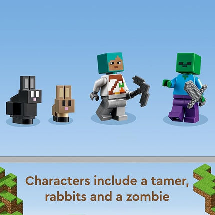 LEGO 21181 Minecraft The Ranch Rabbit, Building Set, Toy for Children from 8 Years with Figures Trainer, Zombie, Animals