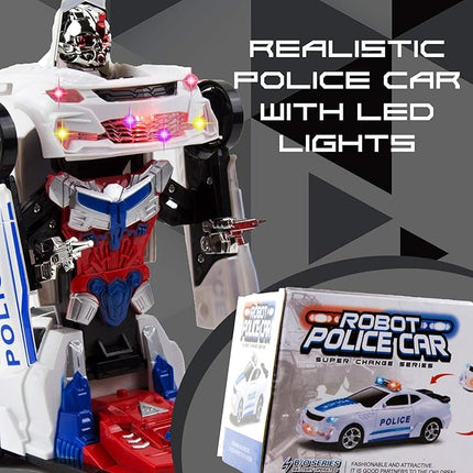 Toysery Transforming Robot Police Car Toy with Lights - Smart Police Car to Robot Toy for Kids and Toddlers, Bump and Go Action, Perfect for Boys Ages 3-5