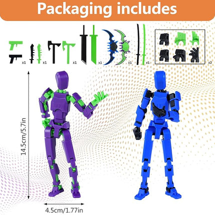 Action Figure Set, Model 13 Action Figure Multi-Jointed Movable,Gift Box Packaging, a Great for Loved Ones and Friends. (Blue + Purple)