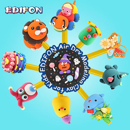 Air Dry Clay kit, EDIFON Modeling Clay Ultra Light Magic Clay with Tools, Safe and Non-Toxic Modeling Clay, Ideal Gift for Kids (48 Colors + Tools)