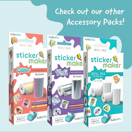 Hello Blink Sticker Maker Refill Pack – 10 Rolls: 5 Round, 5 Square – Makes 400 Custom Stickers – Compatible with Hello Blink Printer (Sold Separately) – Fun for Kids Aged 8+, DIY Craft Projects