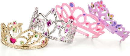 Melissa & Doug Dress-Up Tiaras Play Set for Kids (4-Piece) – Pretend Princess Crowns for Costume Role Play – Preschool Jewelry Toys for Girls Ages 3+