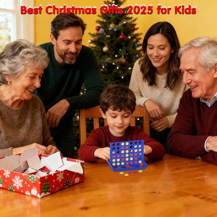 Pocket-Sized 4 in a Row for Kids Ages 3+, Perfect Travel Companion for Kids, Travel Games for Car, Road Trip & Airplane. Classic 2 Players Strategy Game for Boys Girls, 6 Spare Discs Included