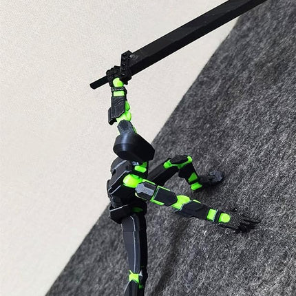 (Assembly Completed) T13 Action Figure, 5.5 Inch 3D Printed Multi-Jointed Movable Dummy 13 Toy,Dummy 13 Robot Action Figure with Lots of Weapons, Black Green