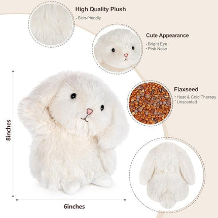 Bunny Stuffed Animal, Microwavable Heating pad for Anxiety Relief, Rabbit Plush for Bedtime, Cuddle, Companion, Warmer plushies, Stress Relief Packages for Women & Girls, Unscented, 8inch, 1.3 lbs