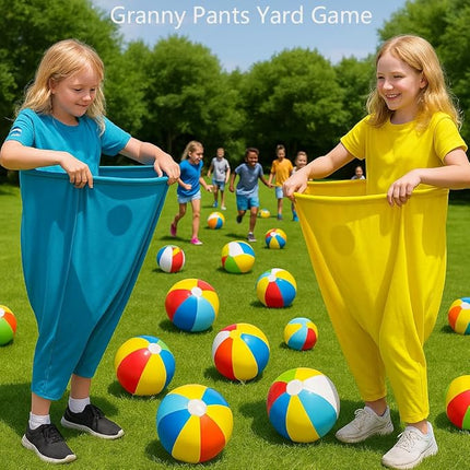 KYWYOYOU Granny Pants Yard Game - Oversized Stretchy Pants Relay Set with 8 Inflatable Balls & Pump, Hilarious Outdoor Team Party Game for Adults & Kids, Backyard, Family Reunion & Field Day