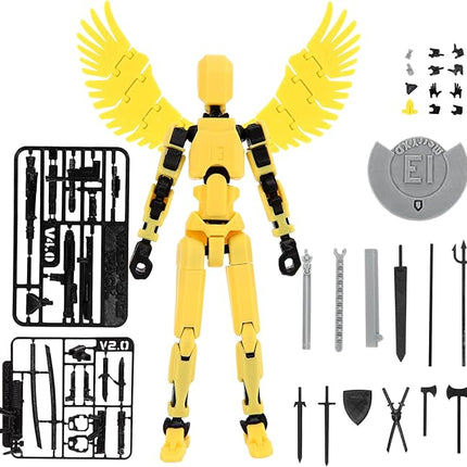 MerryXD T13 3D Action Figure,Assembly Completed Dummy Nova Titan Lucky 13 Action Figure 3D Printed Multi-Jointed Movable Toy Yellow