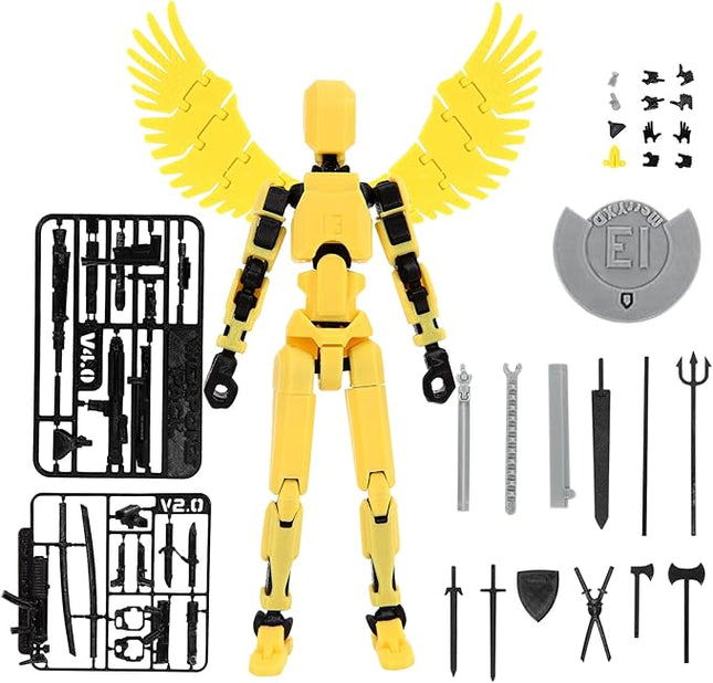 MerryXD T13 3D Action Figure,Assembly Completed Dummy Nova Titan Lucky 13 Action Figure 3D Printed Multi-Jointed Movable Toy Yellow