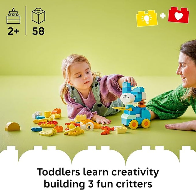 LEGO DUPLO Town 3 in 1 Animals on Wheels Building Toy - Learning Play Set for Toddler Boys & Girls, Ages 2+ - Building Blocks for Sensory Skills Practice - Gift for Christmas - 10448