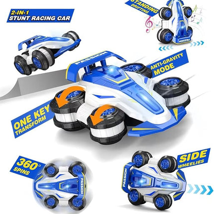 Upgraded Remote Control Car 360° Spins RC Car 2- in-1 Anti-Gravity RC Racer Wheelie Drift Stunt Car with Lights&Music Birthday Gifts Toys for 6 7 8 9 10 11 12 Year Old Boys