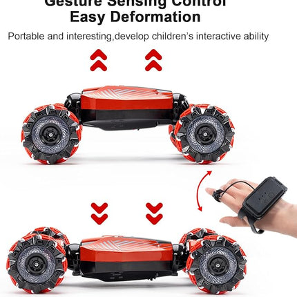 Gesture Sensing RC Stunt car, 4WD Drive Watch Remote-Controlled Vehicle, Bidirectional Drifting Off-Road Vehicle with Music and Lights Toys for Boys,Presents for Kids 4-12 Old