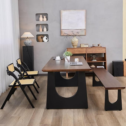 Wooden Executive Office Desk Computer Table Multi-Sized High Cost Performance Stylish Design Metal Legs Versatile Use for Office or Dining Casual Table (Walnut Color, 70.87in)