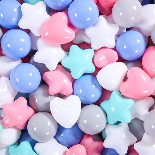 Star Ball Pit Balls for Toddlers -200pcs Phthalate Free BPA Free Crush Proof Play Balls Play Tent Pool Playhouse Playpen Party Decoration.