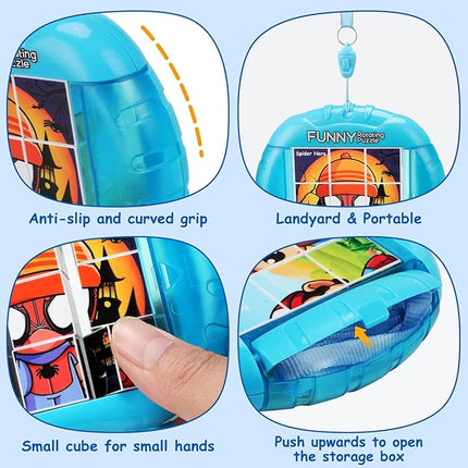 3D Rotating Puzzles for Kids 3 4 5 6 7 8 Year Old, 4 Puzzles in 1, Toddler Toy for Travel, Car, Airplane, Road Trip Activities, Fine Motor Skills, Fidget, Boys & Girls Gifts