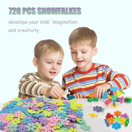 QUN XING STEM Toys Building Blocks Educational Toys 720 Pieces Construction Interlocking Plastic Flake Disc Set Great STEM Toy for Kids 6+ Years Old Boys and Girls