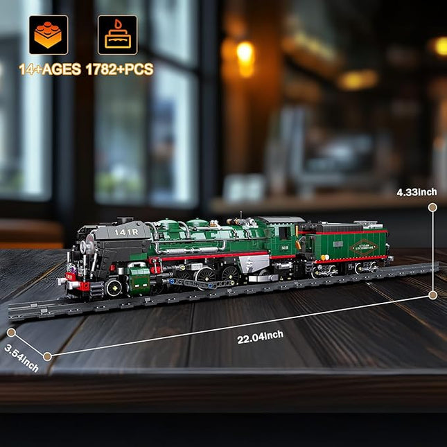 NUTCRACKER 141R Vintage Steam Train Building Blocks Set, Classic Train Model Building Kit, Construction Brick Education Learning Toys Birthday Gift for Adult Boys Teenagers 14+ (1782 Pieces)