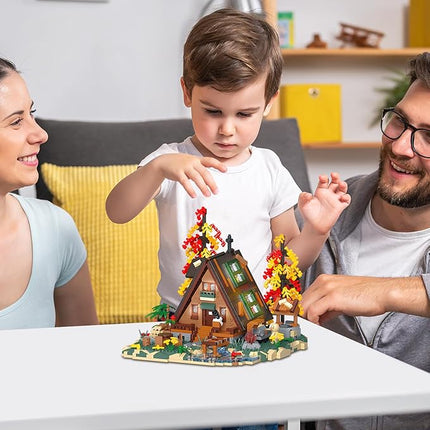 Flowers Wood Frame Cabin Building Blocks Set, Cherry Blossom Bonsai Treehouse Architecture Micro Mini Block Kits Gift for Adults and Kids（2151 Pieces）