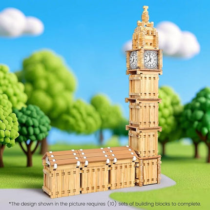 Jovi-mindly＆Notchies 96 PCS Wooden Blocks Wooden Toys with Storage Bag, Preschool Learning Toys Wood Blocks Building for Kids Ages 4-8 Creative Construction Game,FSC Certified,Halloween Gifts