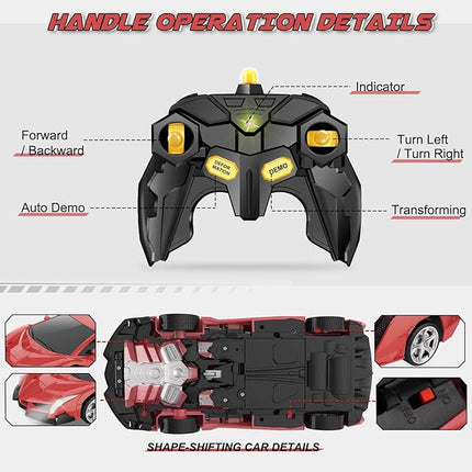 Transform Remote Control Car Toy for Kids 4 5 6 7 8, Remote Control Car for Boys 4-7, Transform Cars for Boys 4-6, Toy Car 5 Year Old Boy, Toys for 3 4 5 6 7 8 9 10 11 12 Years Old Boy