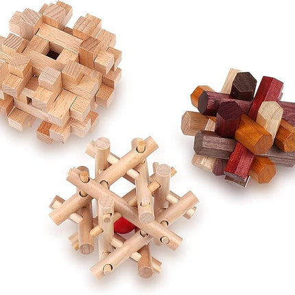 Sharp Brain Zone Wooden Brain Teaser Puzzles for Adults & Kids (Lock-a-Ball Puzzle)