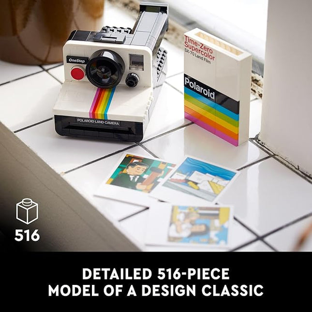 LEGO Ideas Polaroid OneStep SX-70 Building Set for Adults - Vintage Polaroid Model DIY Craft Kit, Ages 18+ - Gift for Birthdays - 21345