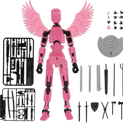 MerryXD T13 3D Action Figure,Assembly Completed Dummy Nova Titan Lucky 13 Action Figure 3D Printed Multi-Jointed Movable Toy Pink