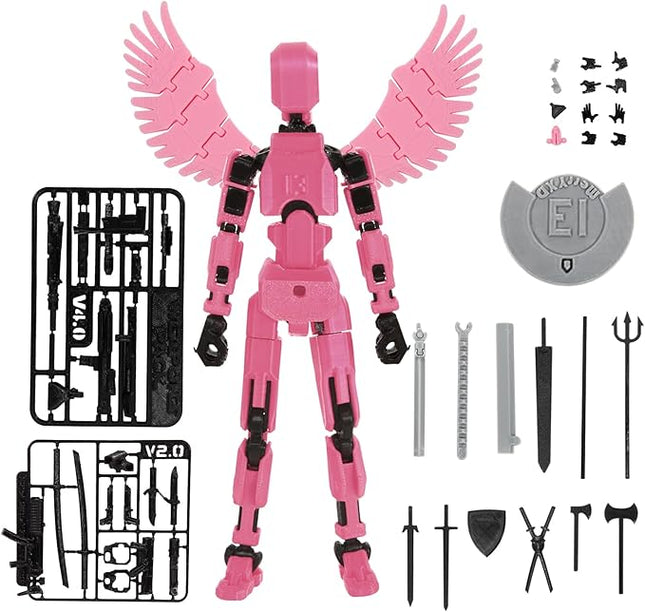 MerryXD T13 3D Action Figure,Assembly Completed Dummy Nova Titan Lucky 13 Action Figure 3D Printed Multi-Jointed Movable Toy Pink
