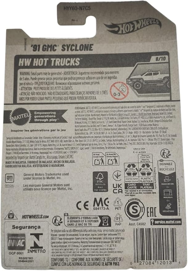 Hot Wheels '91 GMC Syclone [Purple], HW Hot Trucks 8/10, 119/250, 1:64 Scale Diecast Car