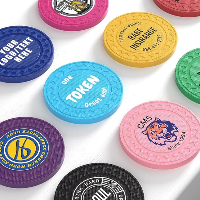 100 Personalized Plastic Diamond Chips, Print Your Image and Text, Tokens for Casino Player, Board Game, Late Night Poker Game, Party, Bar, Golf Ball Markers, Business Cards, Redemption