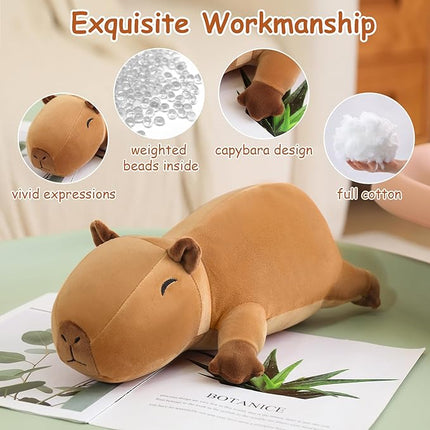 SQEQE Weighted Capybara Plush, Weighted Capybara Stuffed Animal, Cute Plushies Soft Pillow Toy Gift for Kids Adults 13.8 Inch, 1.6 Lbs