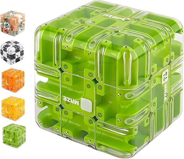 Large Labyrinth 3D Puzzles Maze Cube - Engaging Brain Teaser Toy, 3D Maze Magic Cube & Ball, High Difficulty Puzzle, Brain Training Puzzle, Pefect Gift for Adults Teens, Green