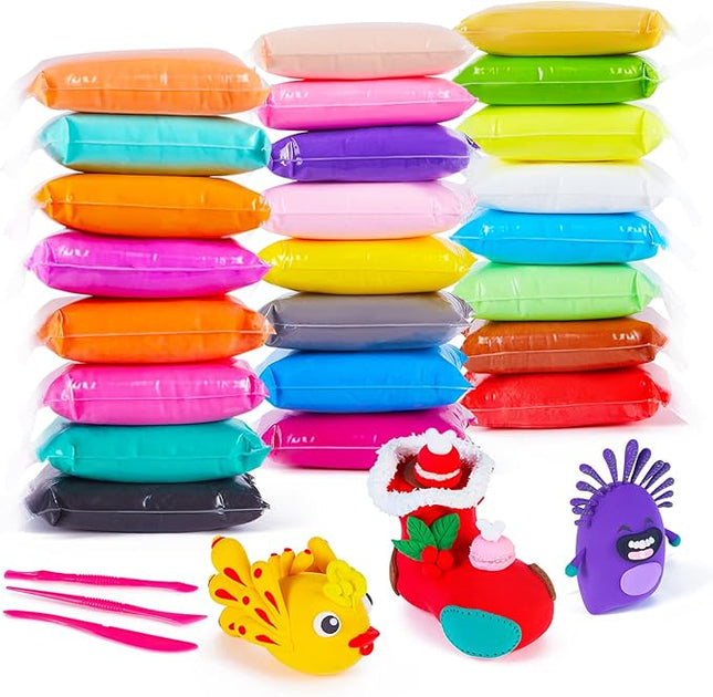 EDIFON Magic Modeling Clay, 24 Colors with Sculpting Tools, Non-Toxic Self Drying Soft Clay for Kids and Adults, Gift for Boys and Girls