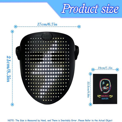 Led Mask with Gesture Sensing,Light up mask for Kids/Men/Women LED Halloween Mask for Costume Cosplay Party