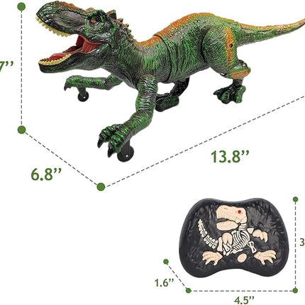 Remote Control Dinosaur Toys for Kids 3-5, 5-7, 8-12, 10-12, Electronic RC T Rex Dino Robot Toy for Boys, Top Christmas & Birthday Gifts for 6 7 8 9 10 11 & 12 Year Old Boys (Color: Green)