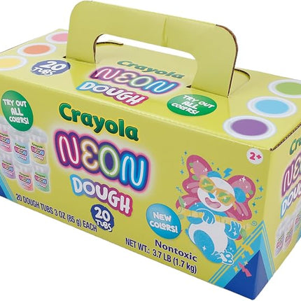 Crayola Neon Dough 20-Pack, 3oz Each - Halloween Party Favors, Classroom Party Favors, Halloween Toys; Non-Toxic, Allergen-Friendly Special Effects Dough with Easy-Carry Handle