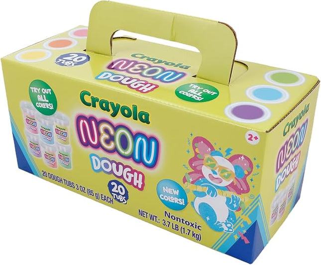 Crayola Neon Dough 20-Pack, 3oz Each - Halloween Party Favors, Classroom Party Favors, Halloween Toys; Non-Toxic, Allergen-Friendly Special Effects Dough with Easy-Carry Handle