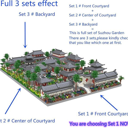 Architecture Chinese Style of Suzhou Garden,Set 1 Front Courtyard, Micro Block,Classical Famous Building Block Set,4222 PCS for Adults and Teens