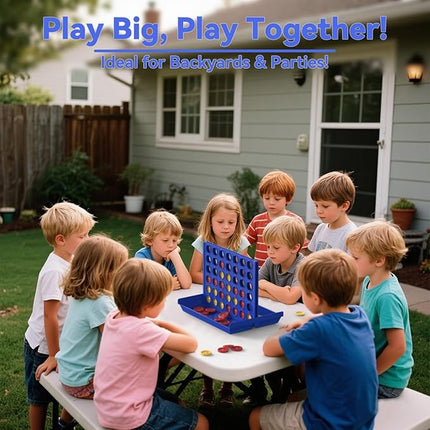 Big Size 4 in a Row Game for Kids Ages 3 for Boys Girls Teens, Family Tabletop Games Indoor & Outdoor for Yard, Lawn, Camping, Party, Foldable Design with 6 Spare Discs