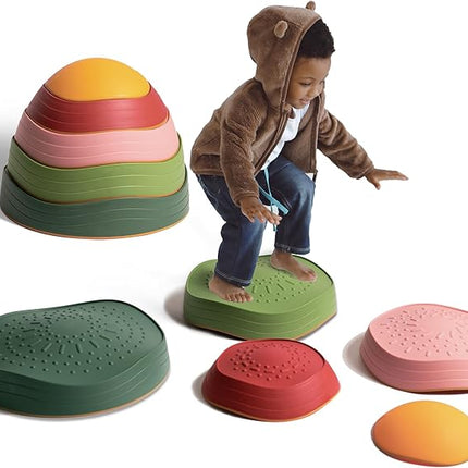 makarci Balance Stepping Stones for Kids, Non-Slip Toddlers Sensory Toys Outdoor or Indoor Play, Promoting Motor Skills and Confidence, Obstacle Course Coordination Toys for Children Age 3 4 5 6 7+