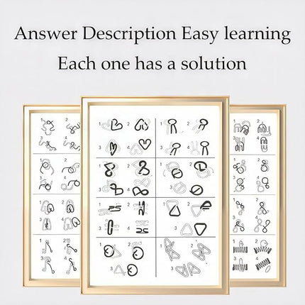 Metal Wire Puzzle Set of 24 with Pouch,Brain Teaser IQ Test Disentanglemen Iron Link Unlock Interlock Game Chinese Ring Magic Trick Toy for Party Favor Kids Adults Challenge